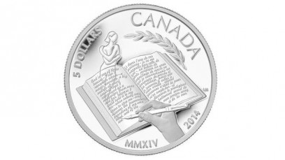 The coin freshly minted in Alice Munro's honor. Via Royal Canadian Mint.